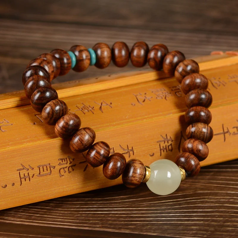 Black Rosewood Black Peach Wood Glowstone Calm Cure Bracelet