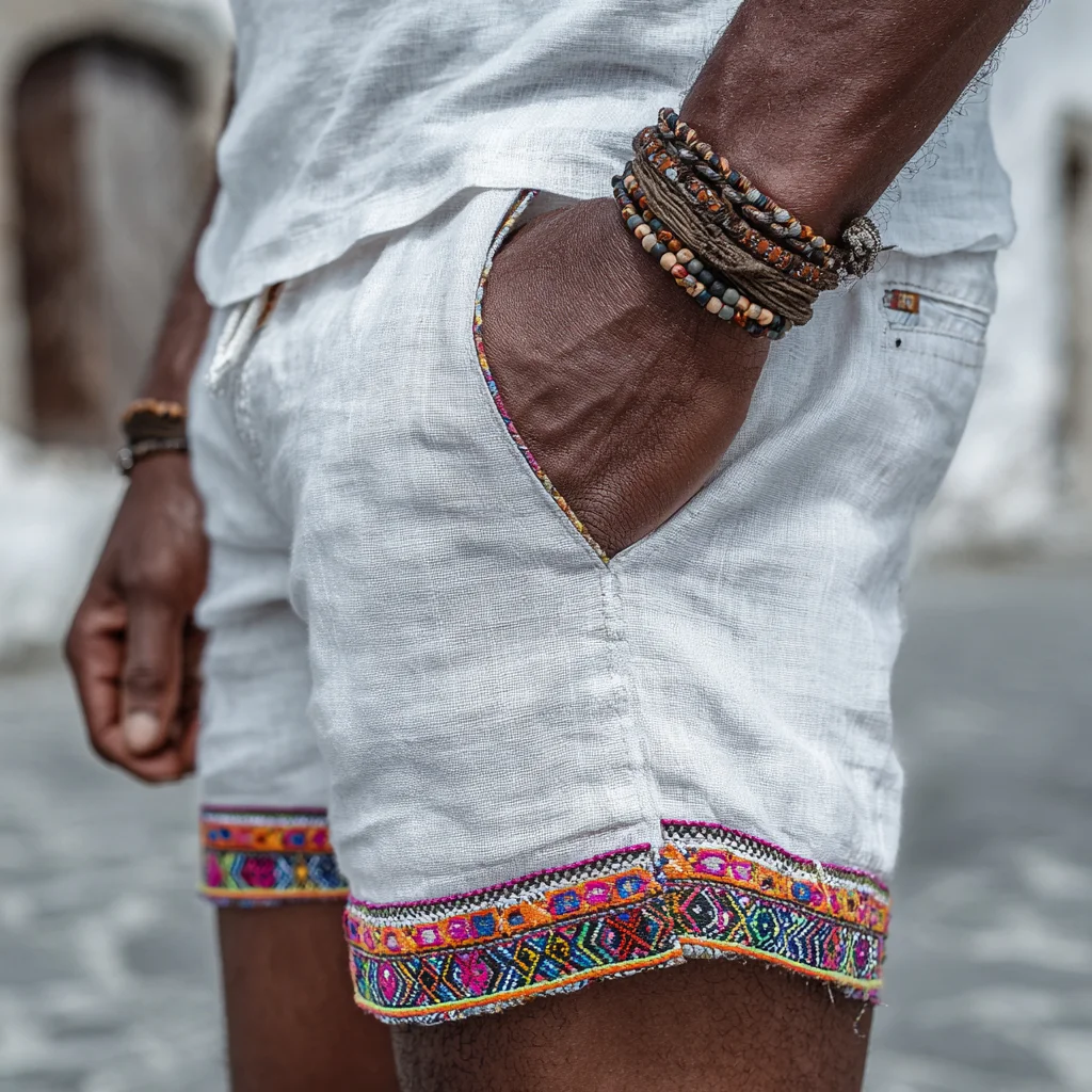 Men's Ethnic-Style Linen Shorts-INSPIREUSE