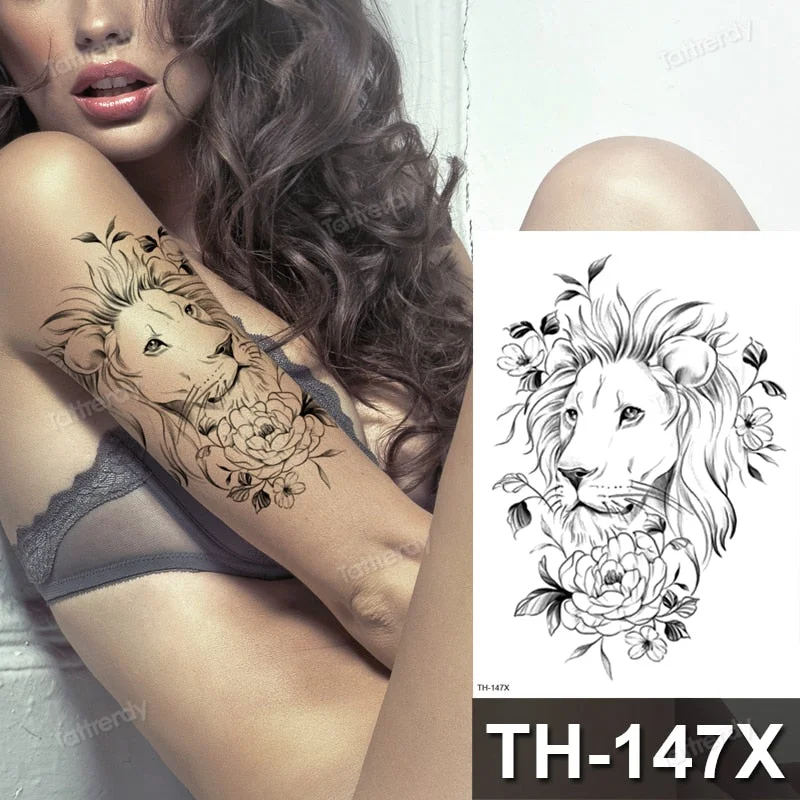 DIY Forest Design Waterproof Fake Temporary Tattoo Wolf Sexy Women Body Art Arm Tattoos Paper For Men Boys Girls Tatoo Large Big