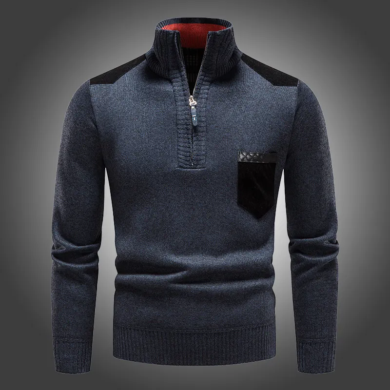 Versatile Zip Front Cardigan Men Men's Stand Collar Zipper Sweater