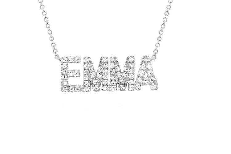Sparking Name Necklace Personalized With Cubic Zirconia Crystal Name Necklace