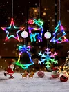 5 Pack Christmas Window Lights Decorations with Suction Cup Battery Powered LED Sucker Lamp Multifunctional Xmas Decorative Lights for Christmas Window Glass Wall Indoor Decorations