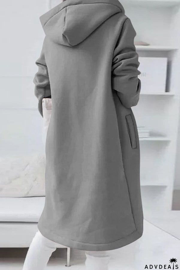 Juliana Solid Color Zip Up Hooded Coat