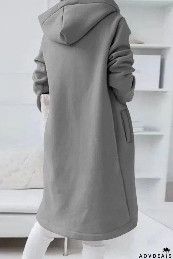 Juliana Solid Color Zip Up Hooded Coat