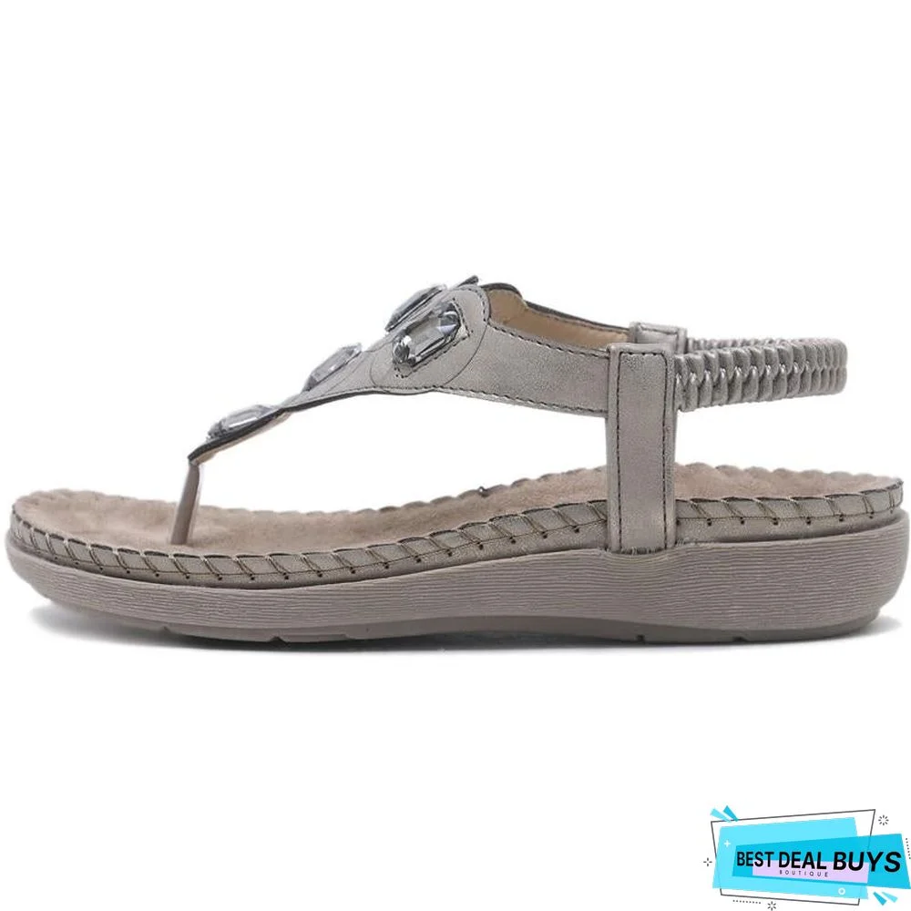 Women Plus Size Crystal Sandal Shoes Summer Footwear Beach Flip Flops Shoes