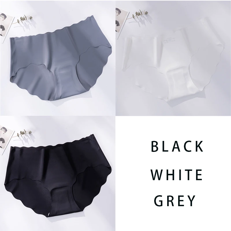 Bayuyun 3PCS/Set Seamless Panties Women Sexy Underwear Ice Silk Underpants Low Waist Female Soft Solid Ultra-thin Briefs