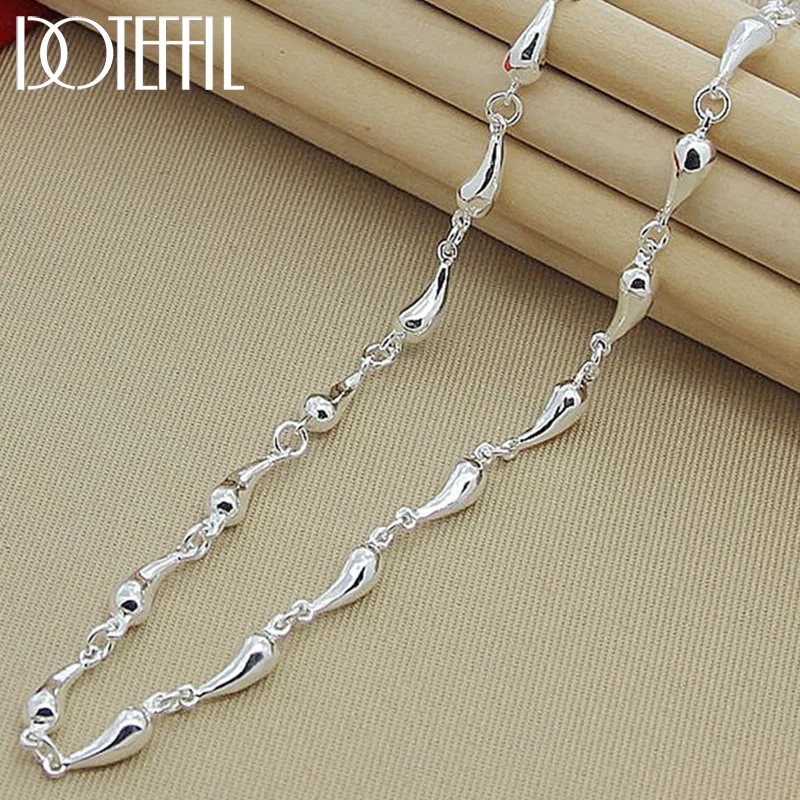 DOTEFFIL 925 Sterling Silver Water Droplets/Raindrops 18 Inches Chain Necklace For Women Men Jewelry