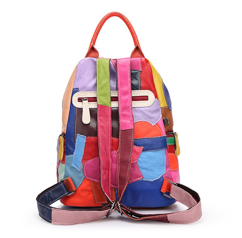 Back View of Woosir Colorful Soft Leather Backpack