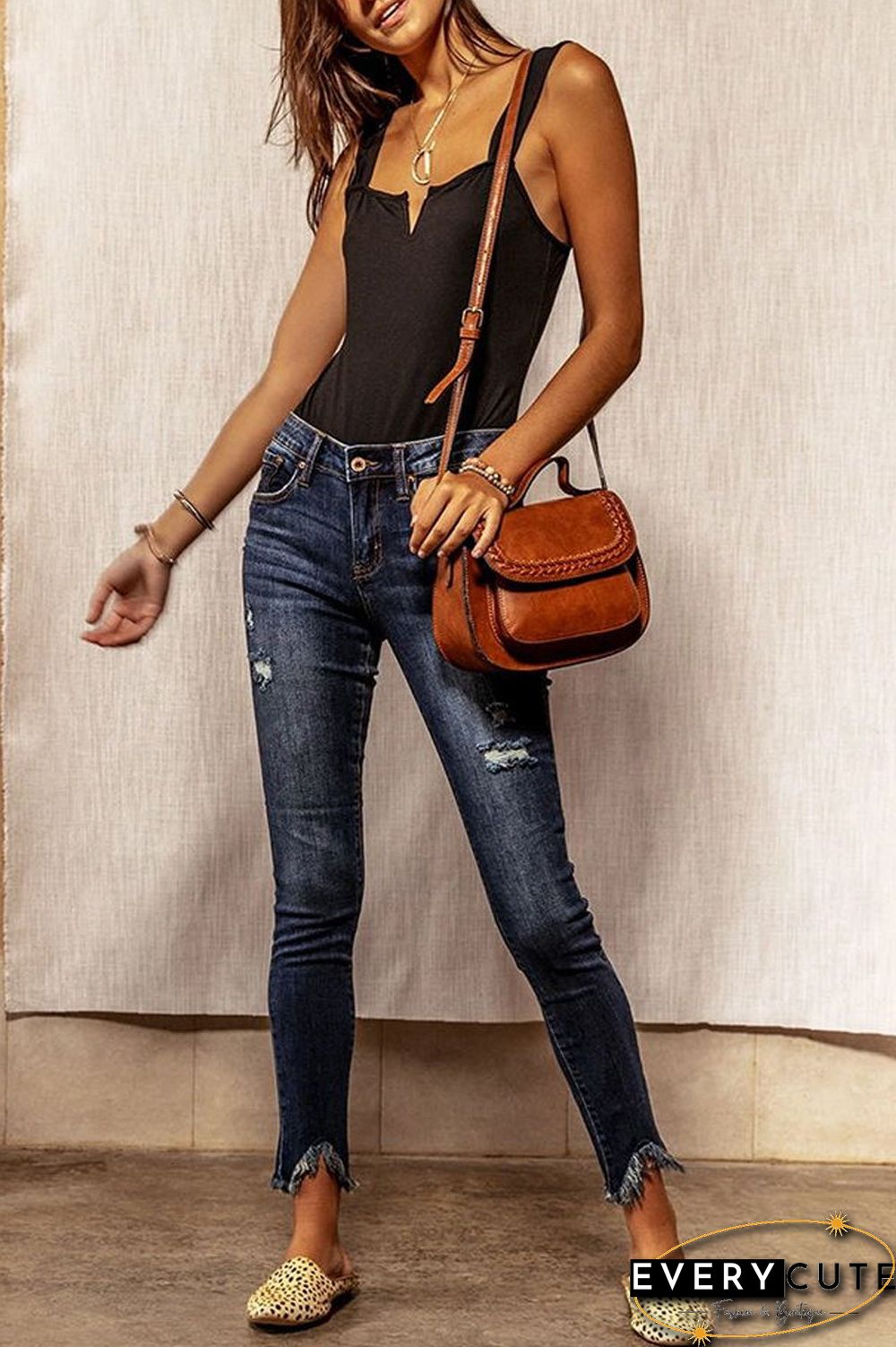 Denim Ripped Skinny Pants