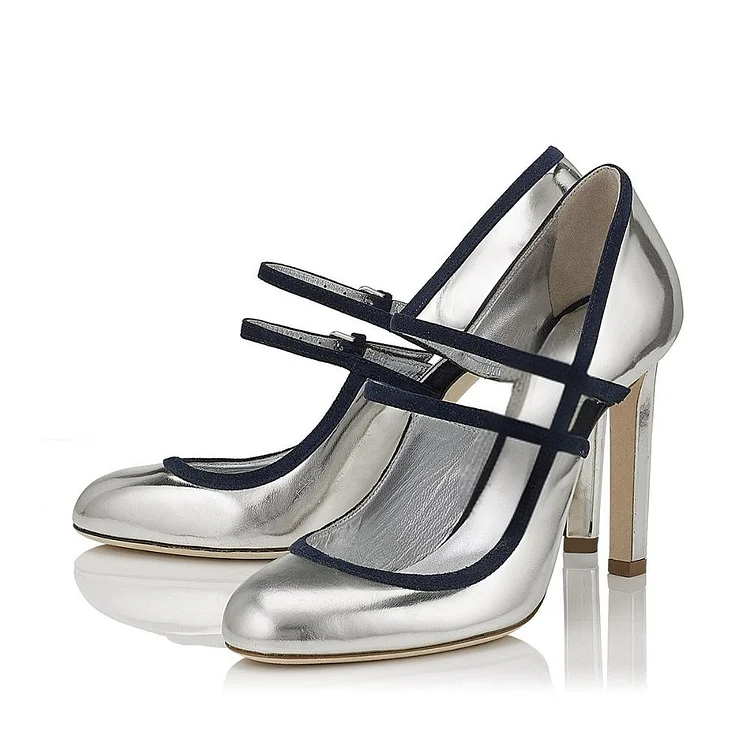 Silver Stiletto Mary Jane Vintage Heels Vdcoo