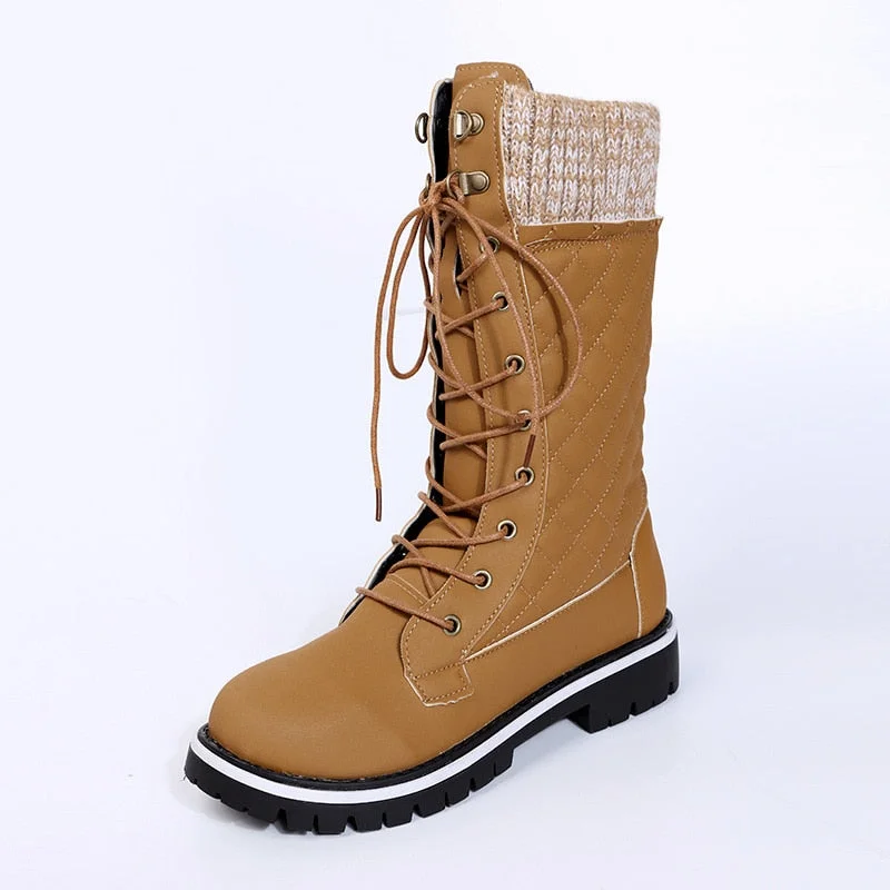 2021 Women's Boots Autumn Fashion Mid-calf Martin Boots Women Non Slip Snow Boots Side Zipper Size 43 Platform Boots Botas Mujer