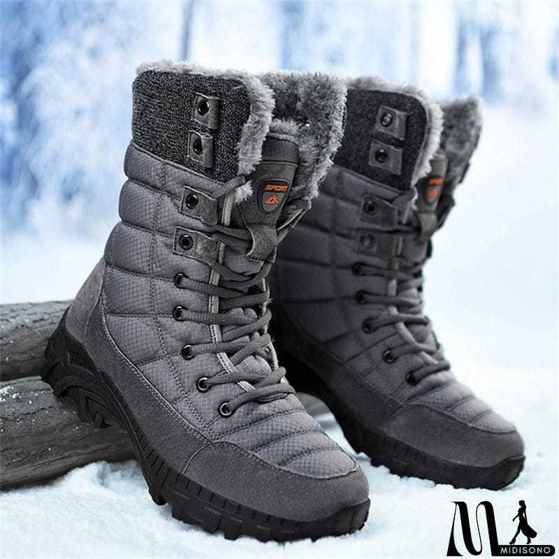 MidiSono - Men's High-Top Plush Thermal Plus Size Boots Shoes