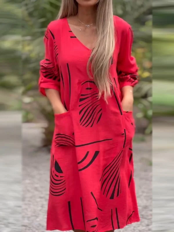 🔥🌷 V-neck Dress in Cotton and Linen 💃