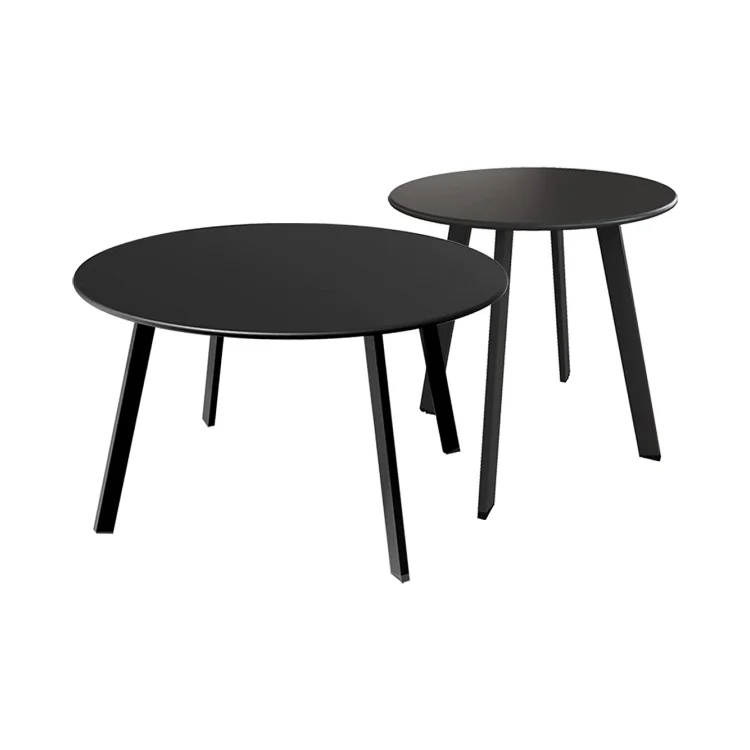 Round Steel Patio Coffee Table 2PC Weather Resistant Nesting Tables