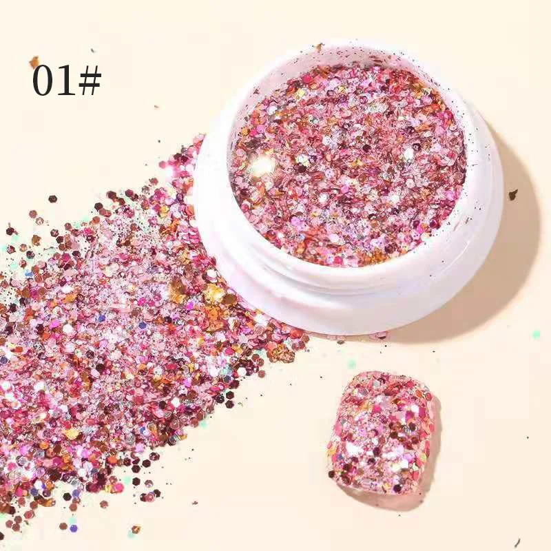 iridescent Flakes Gold Pink White Flakes Slices Chrome Pigment Dust Nail Powder Glitter Sequins Nail Art Decoration Manicures-Nail Inspo