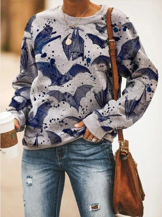Women Long Sleeve V-neck Graphic Floral Printed Top