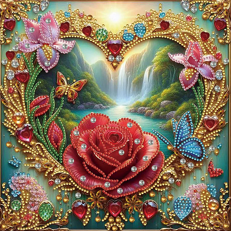 Flowers, Butterflies 30*30CM (Canvas) Special Shaped Drill Diamond Painting gbfke