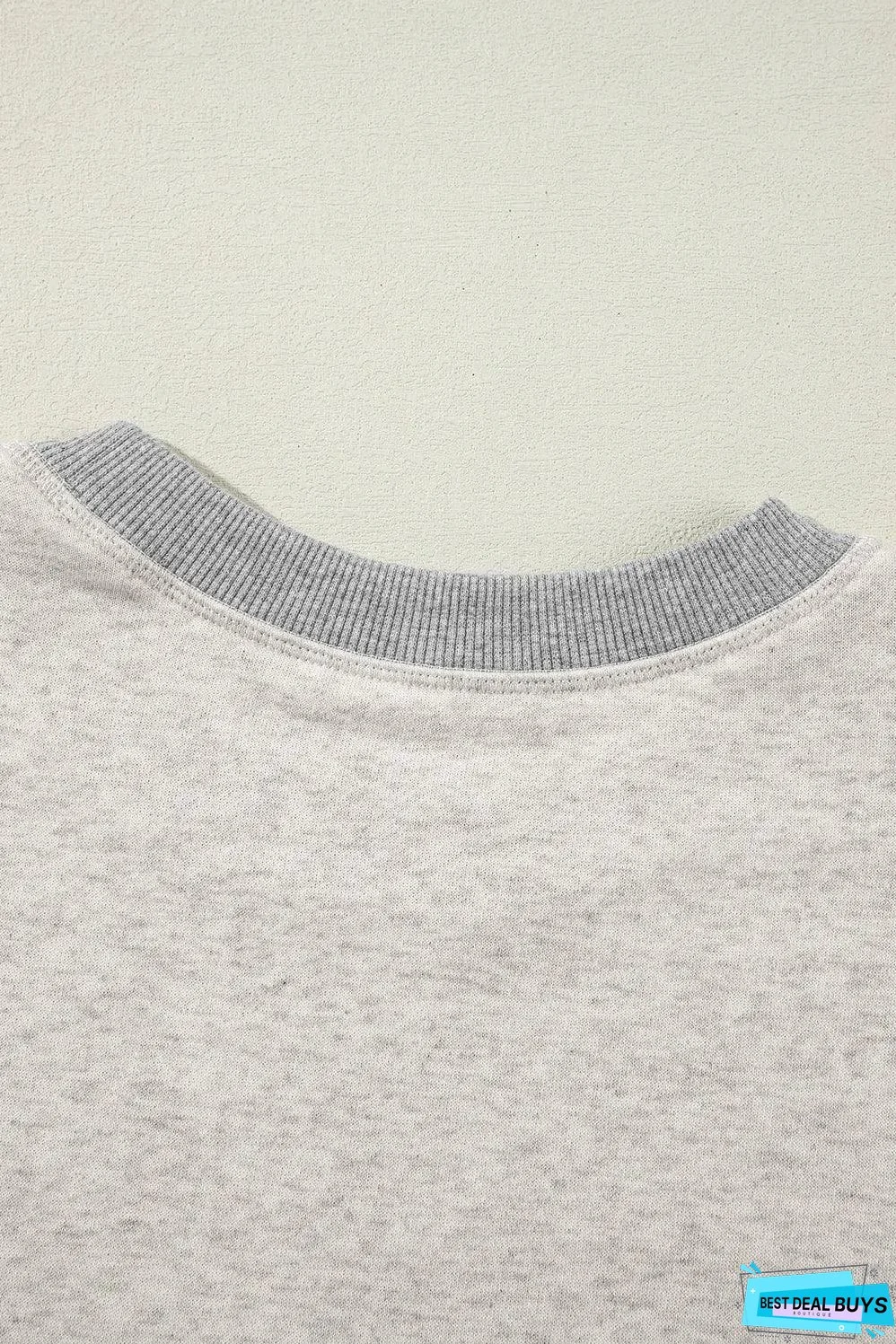 Light Grey Color Block Thumbhole Sleeve Drop Shoulder Sweatshirt