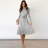 Solid Color Autumn Long Sleeve Knit Dress