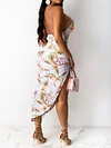 Floral Printed Split-Side Halterneck Midi Dress