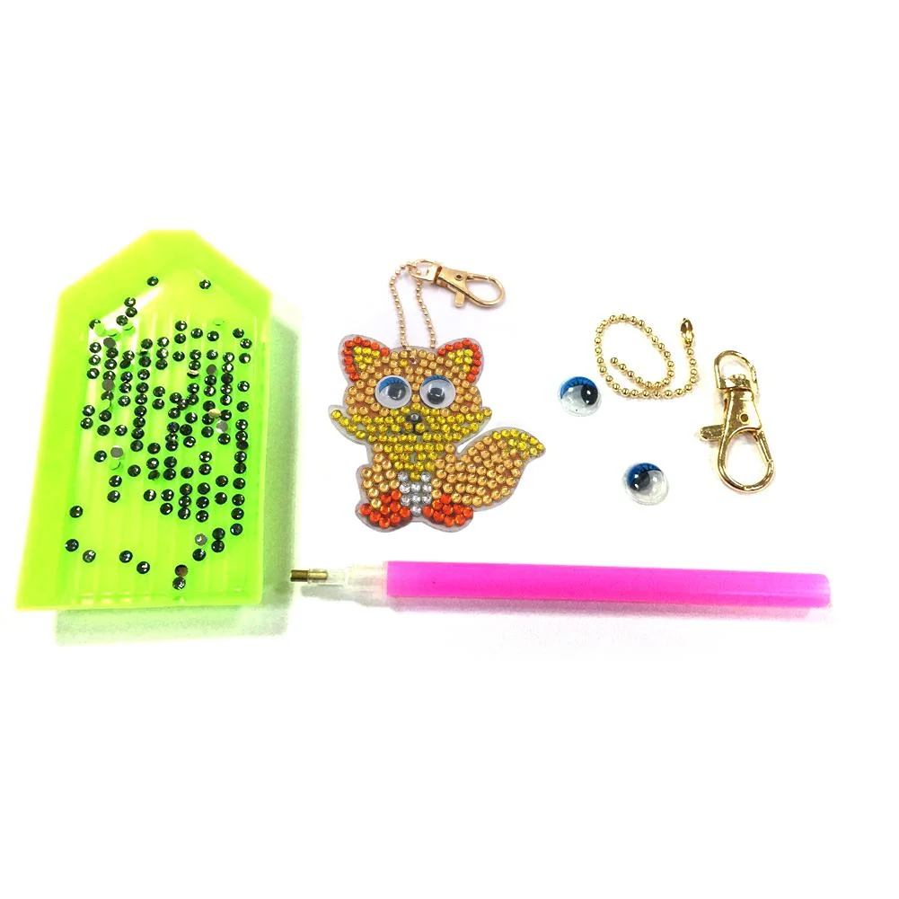 DIY Keychain Hand Made Diamond Painting Full Drill Pendants Art Crafts (Fox)