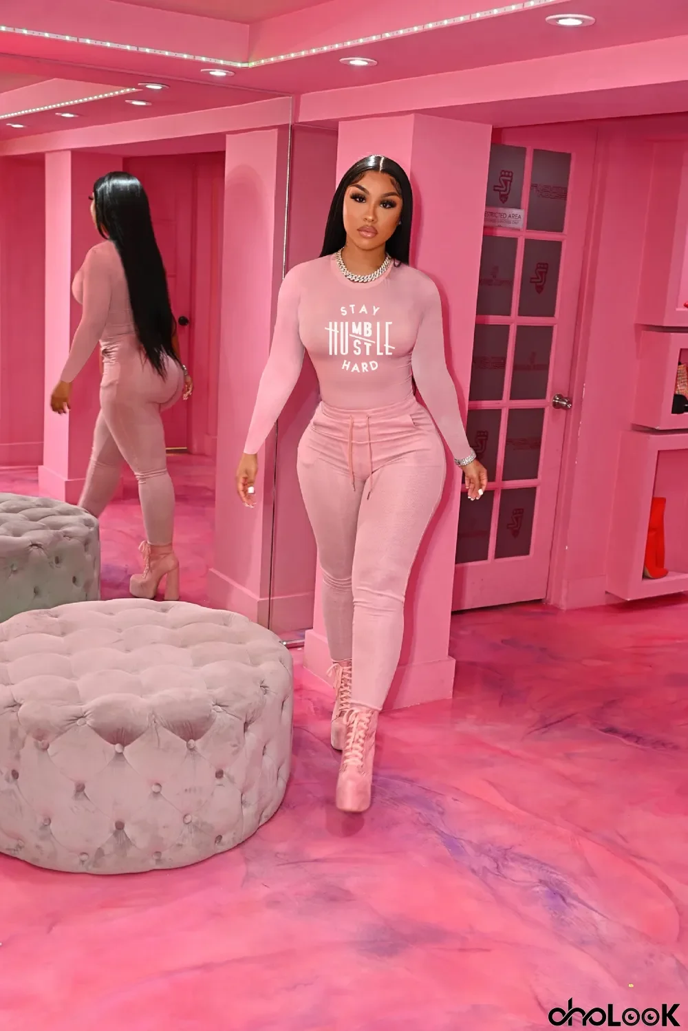 Casual Letter Print Long Sleeve Two Piece Pants Set