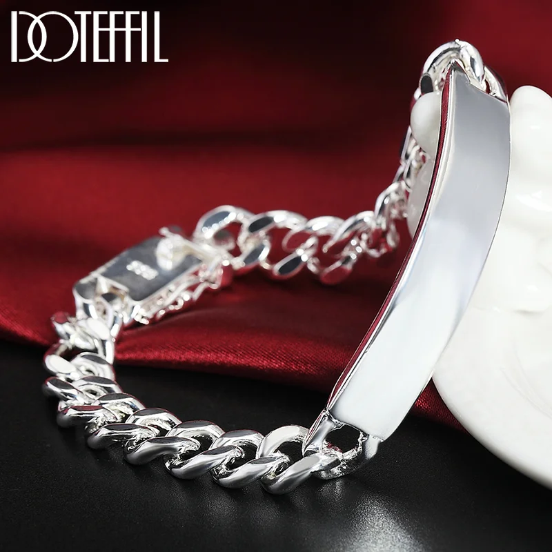 DOTEFFIL 925 Sterling Silver 10m Cowhide Chain Bracelet For Women Jewelry
