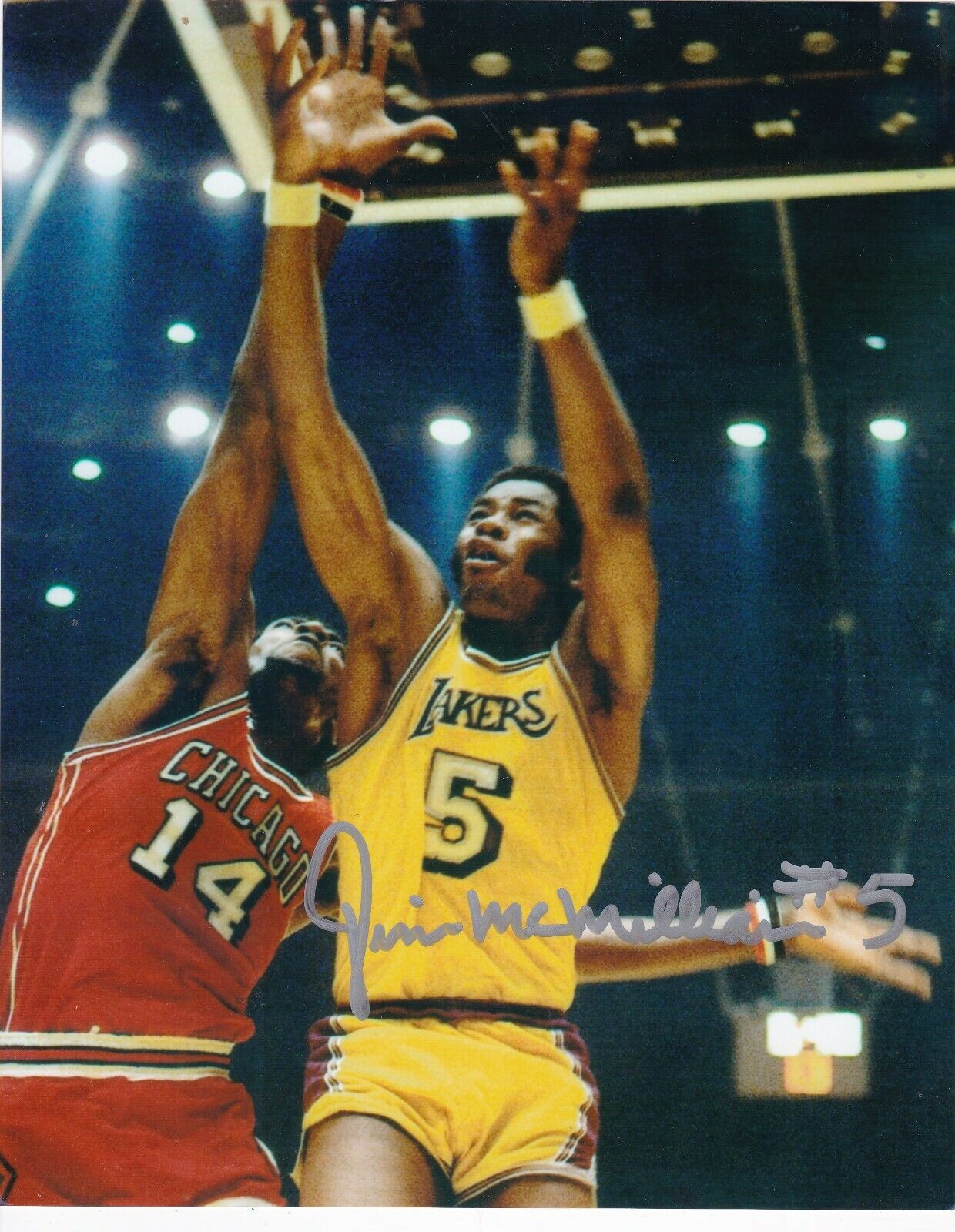 JIM MCMILLIAN LOS ANGELES LAKERS ACTION SIGNED 8x10