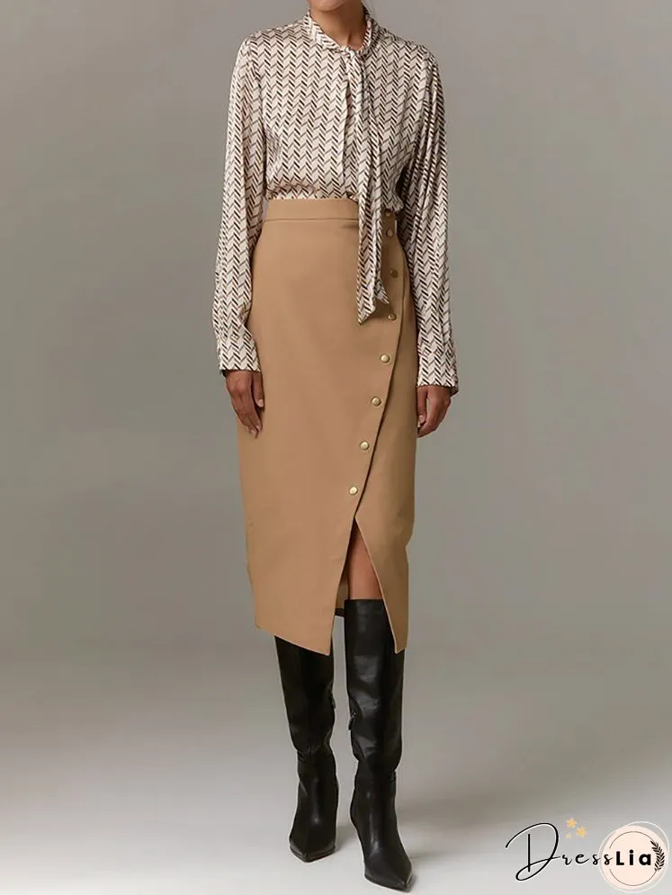 Elegant Womens High Waist A-Line Skirts Office Ladies Black Midi Chic New Fall Dress