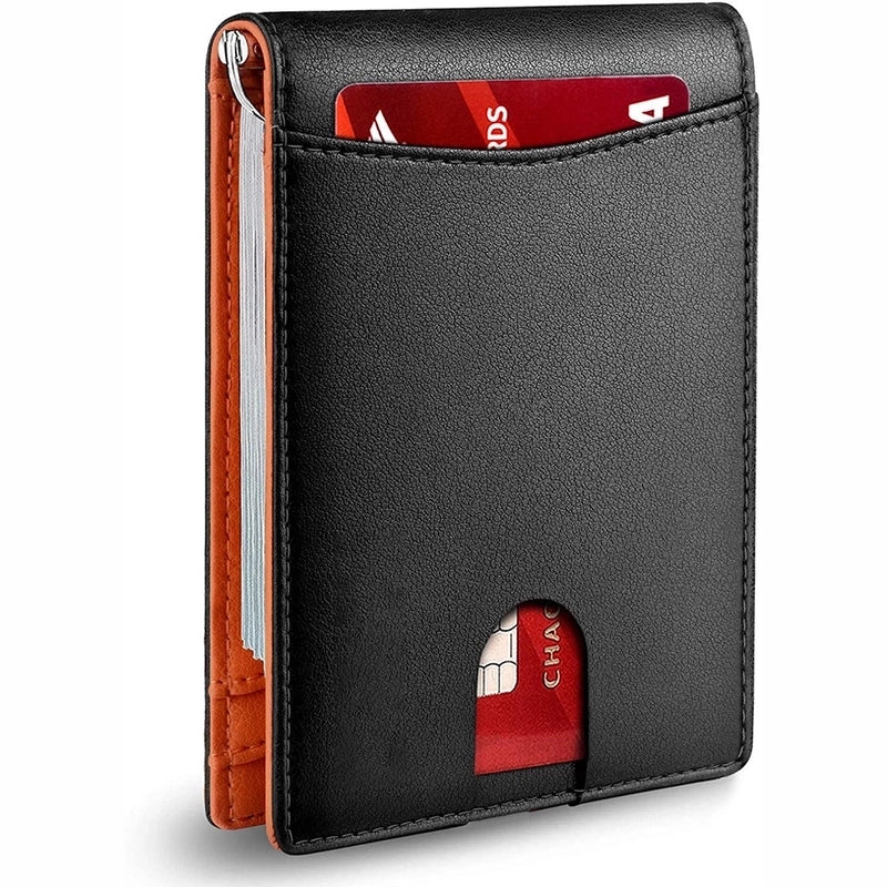 Men’s Solid Color Carbon Fiber Microfiber Flip Cover Card Holders