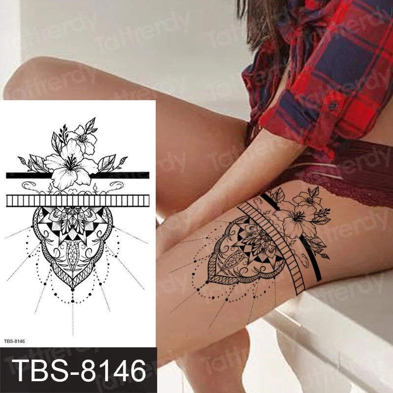 mandala temporary tattoo sticker lace black henna sex tattoo for woman under breast tattoo underboob sketches tattoo designs