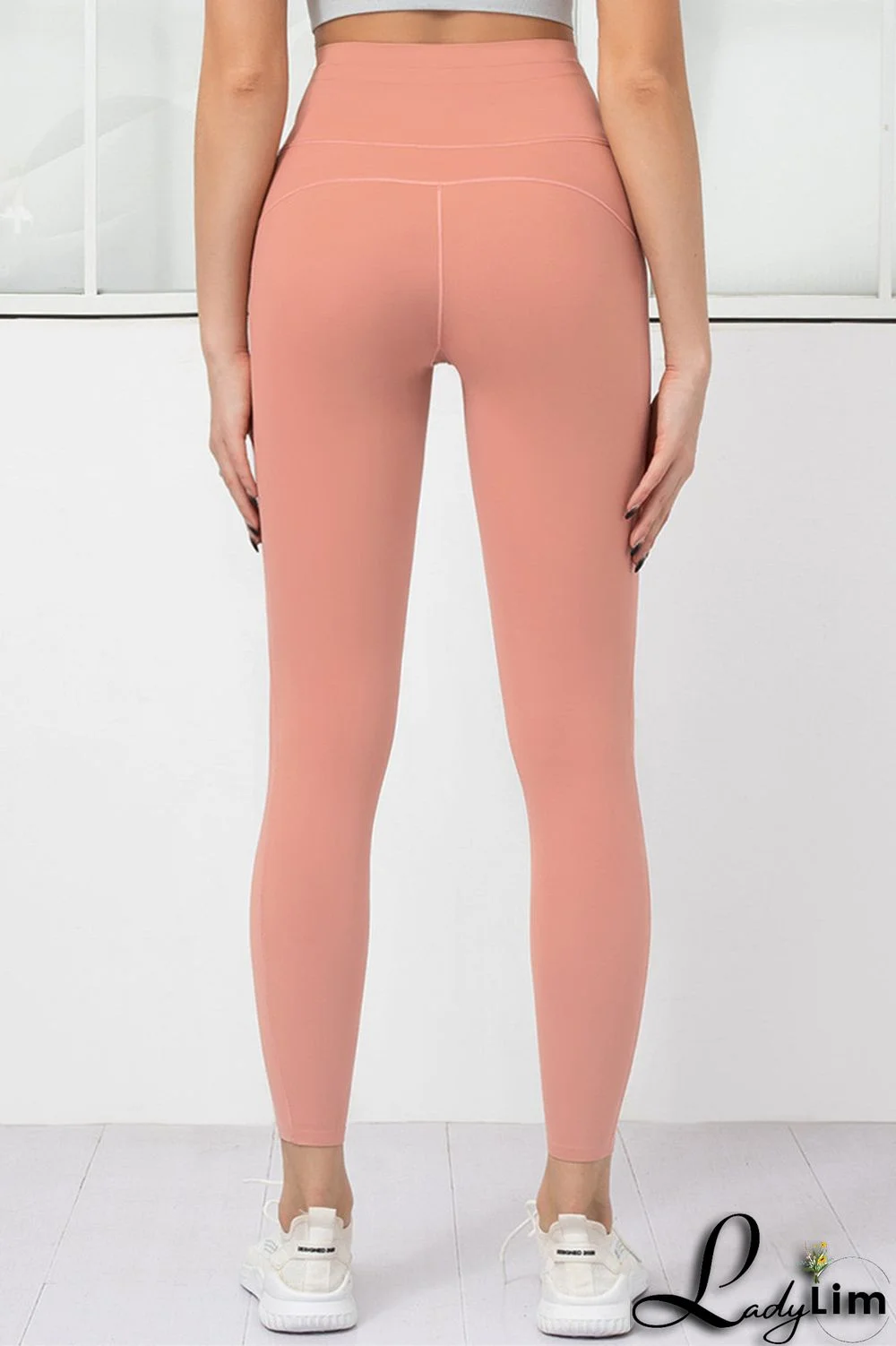 Orange Pink Casual Sportswear Solid Basic Skinny High Waist Trousers