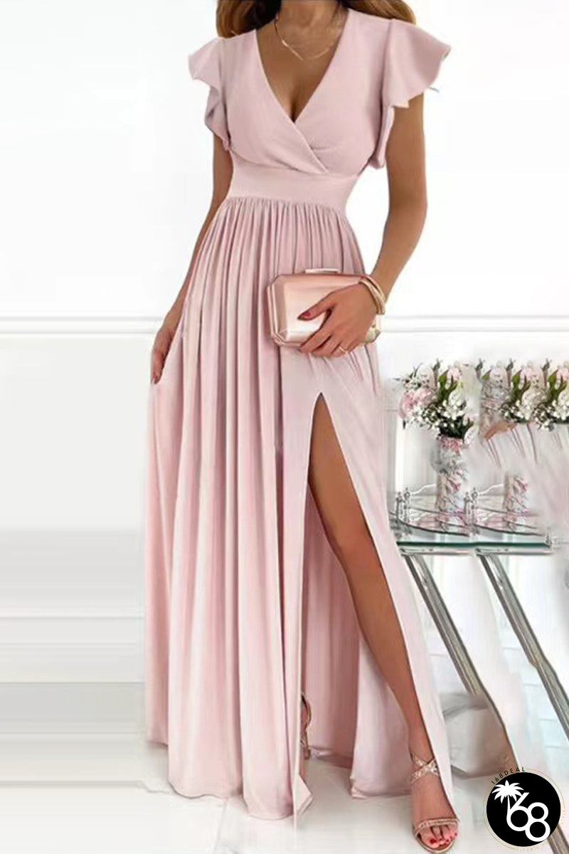 Celebrities Elegant Solid Solid Color V Neck Princess Dresses | 168DEAL