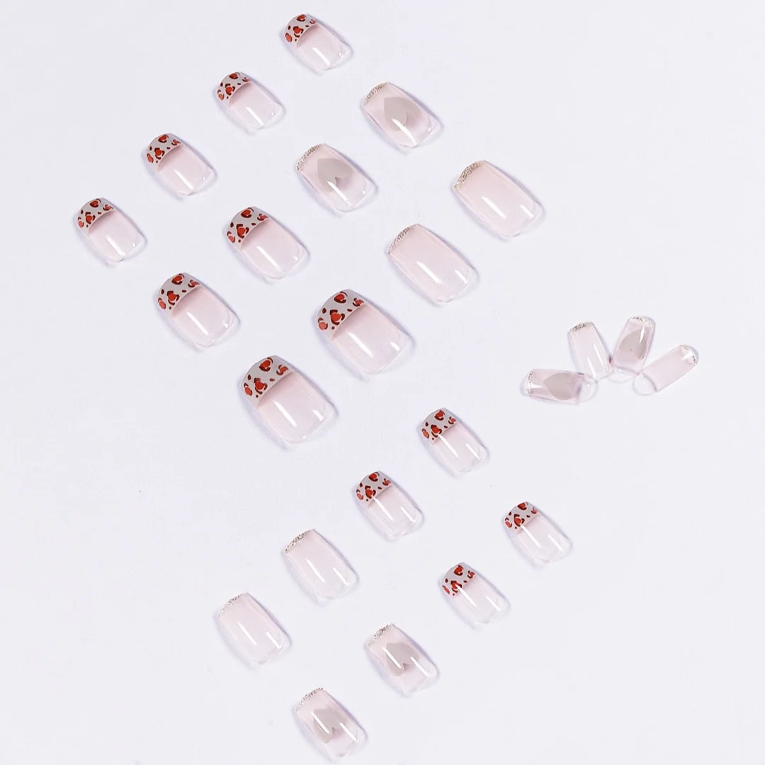 24pcs Leopard Fake Nails Full cover Fake Nails Glue DIY Manicure Nail Art Tools-Nail Inspo