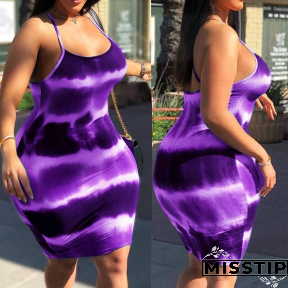 Green Fashion Sexy Daily Spaghetti Strap Sleeveless Spaghetti Strap Mini Dress Mini Tie Dye Dresses