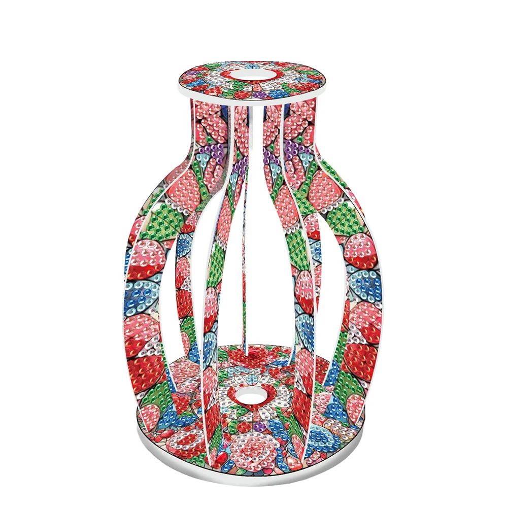 Acrylic Wood Flowers Hearts Diamond Painting Flower Vase for Home Office Decor