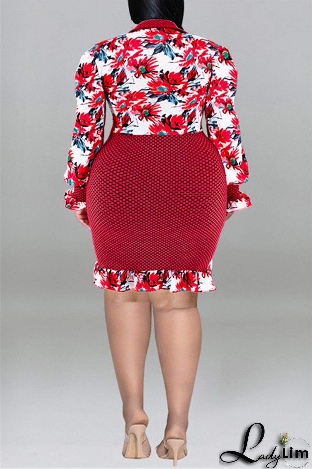 Purple Fashion Casual Print Patchwork Turndown Collar Long Sleeve Dresses