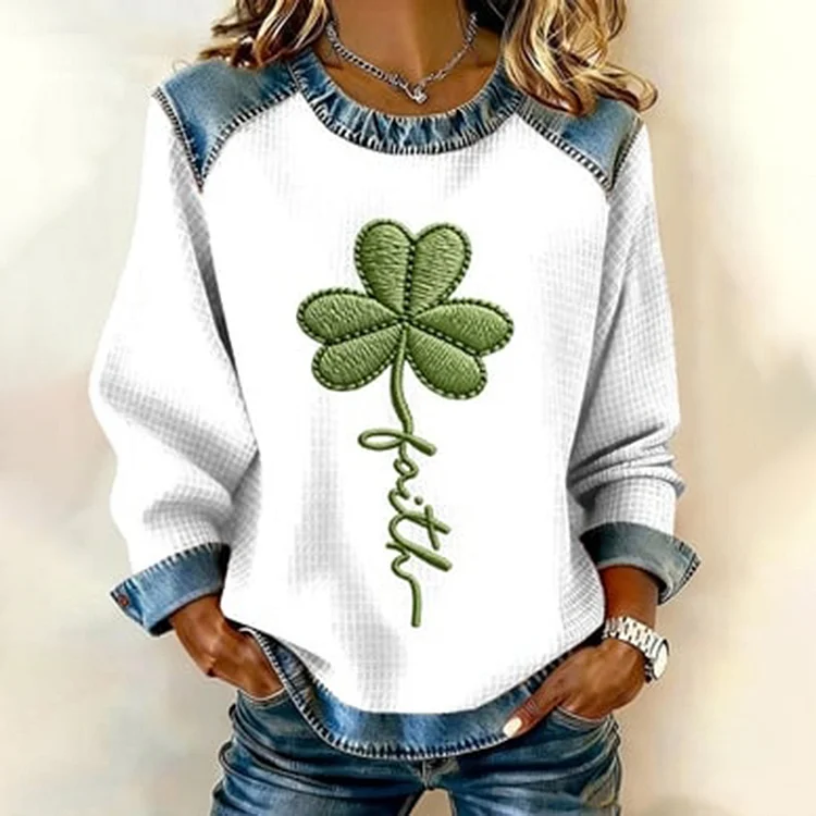 Women's St. Patrick's Day Print Crew Neck Casual Sweatshirt