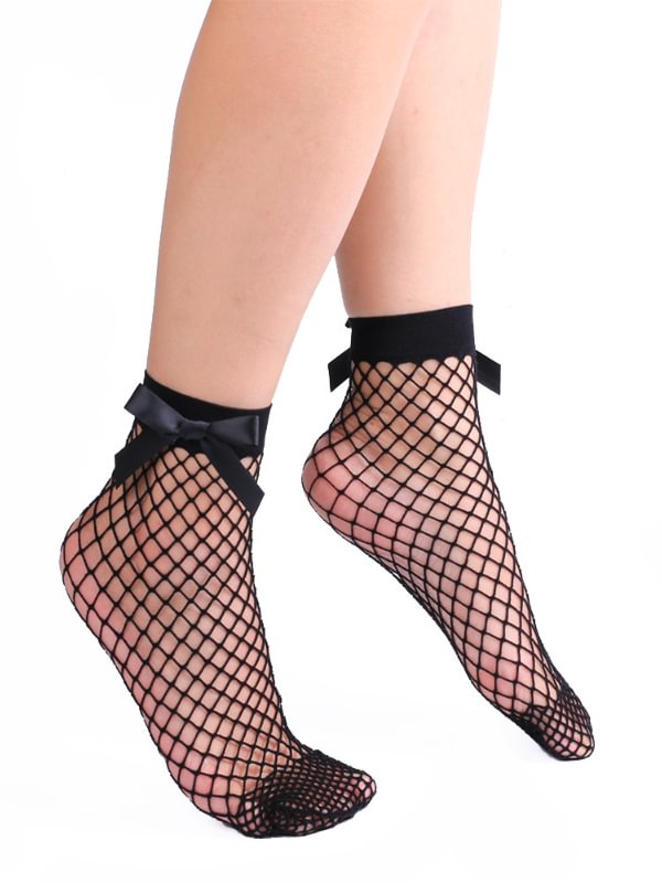 Sexy Bowknot Decorated Fishnet Socks