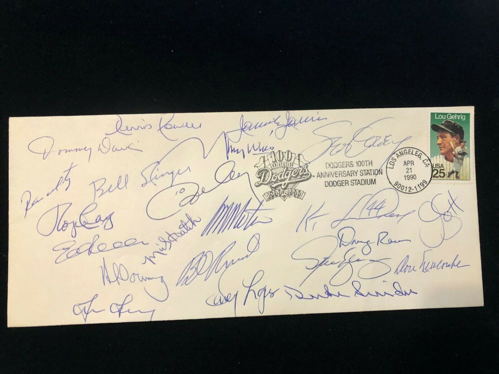 Los Angeles Dodgers 100th Anniversary Cachet Signed by 22 Infield Snider + JSA