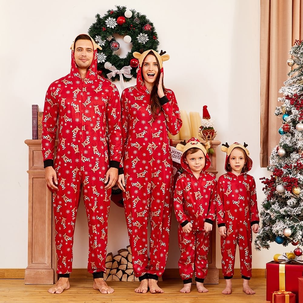 🔥LAST DAY Hot Sale 50% OFF🎁Christmas Family Matching Hoodie Pajamas Reindeer Romper Long Sleeve