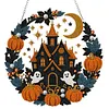 Haunted House Wreath 2D Flat DIY Diamond Painting Pendant Wall Decor 24cm