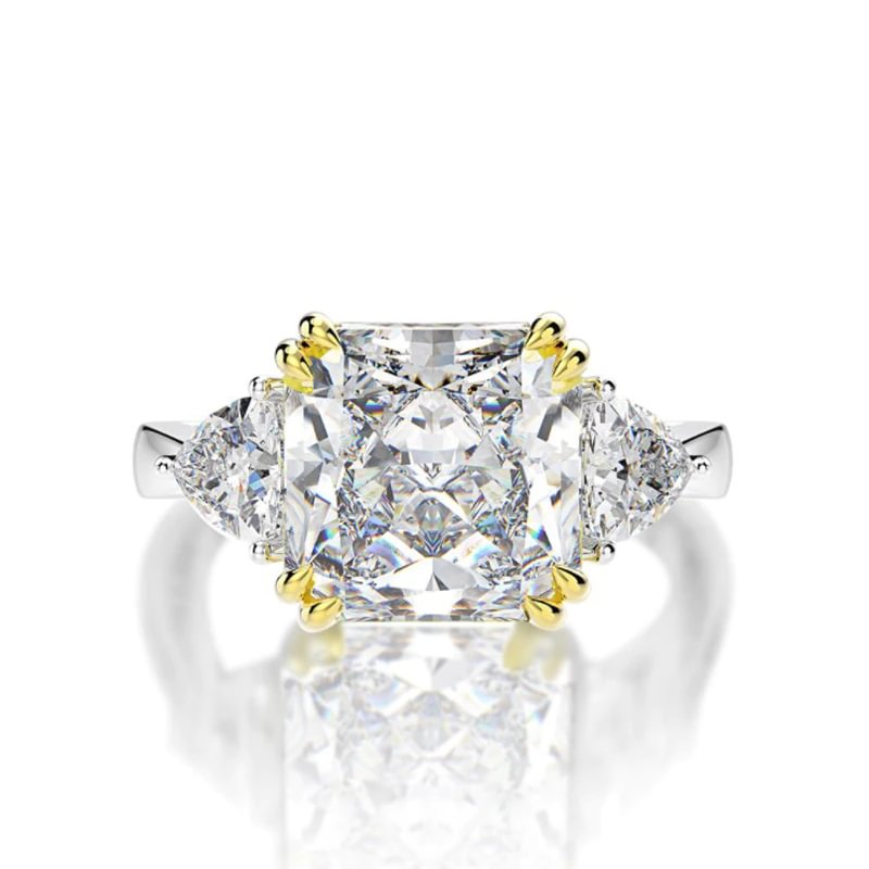 100% 925 Sterling Silver 10*10mm Pink Yellow Aquamarine High Carbon Diamond Rings For Women Sparkling Wedding Fine Jewelry