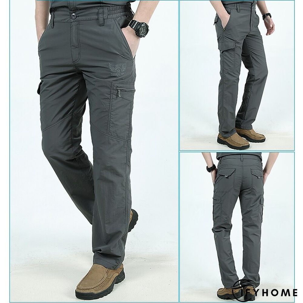 Men's Cargo Pants Hiking Pants Trousers Tactical Pants Military Summer Outdoor Ripstop Breathable Water Resistant Quick Dry Pants / Trousers Bottoms 6 Pockets Elastic Waist Black Army Green Hunting | IFYHOME