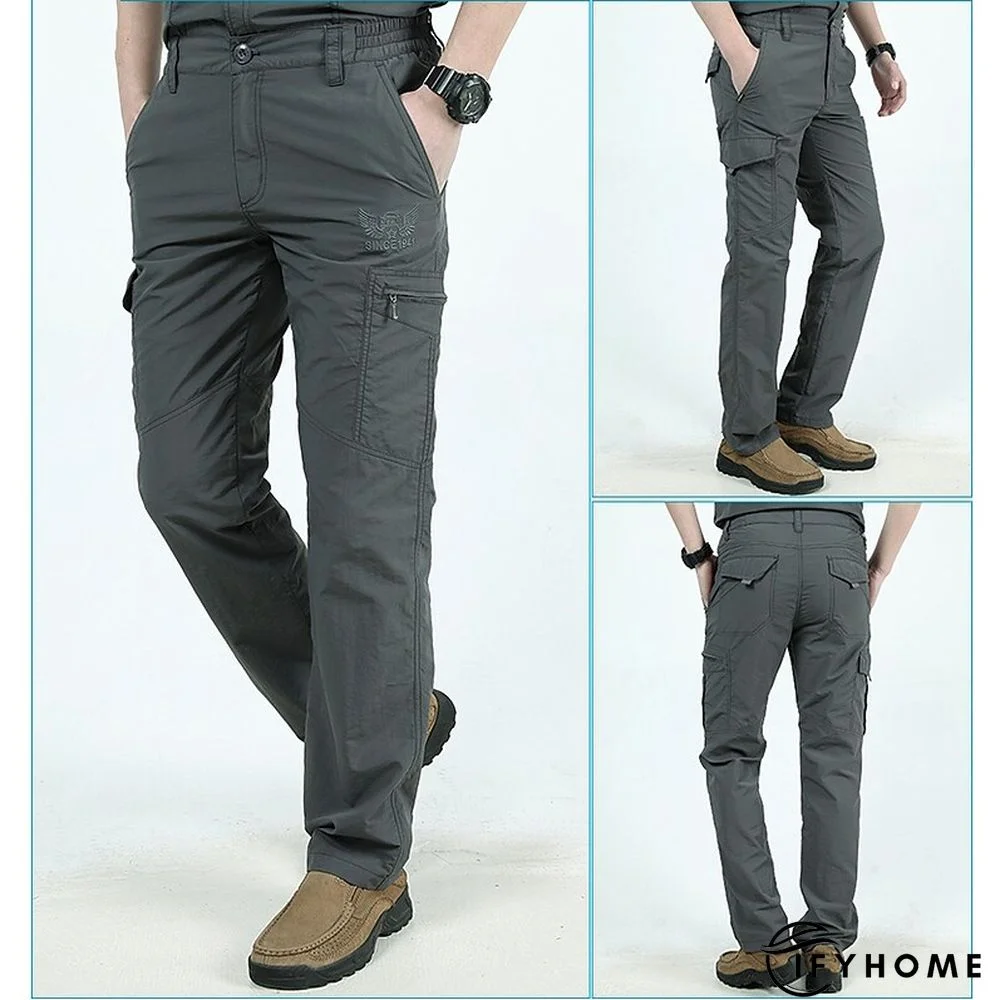 Men's Cargo Pants Hiking Pants Trousers Tactical Pants Military Summer Outdoor Ripstop Breathable Water Resistant Quick Dry Pants / Trousers Bottoms 6 Pockets Elastic Waist Black Army Green Hunting | IFYHOME