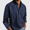 Gioiacombo&trade; Camicia in denim con risvolto a maniche lunghe vintage da uomo