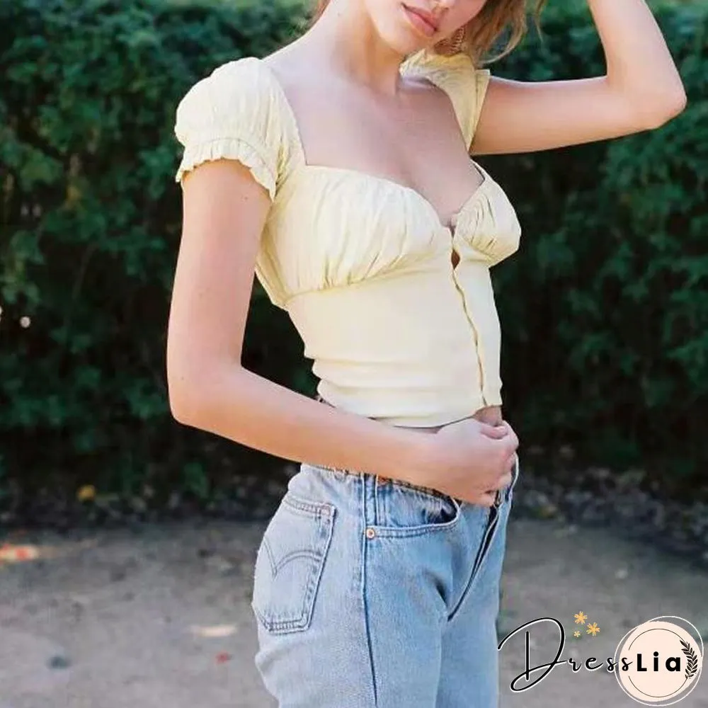 Elastic Arms On or Off Shoulders Cupped Bustier Button Through Top