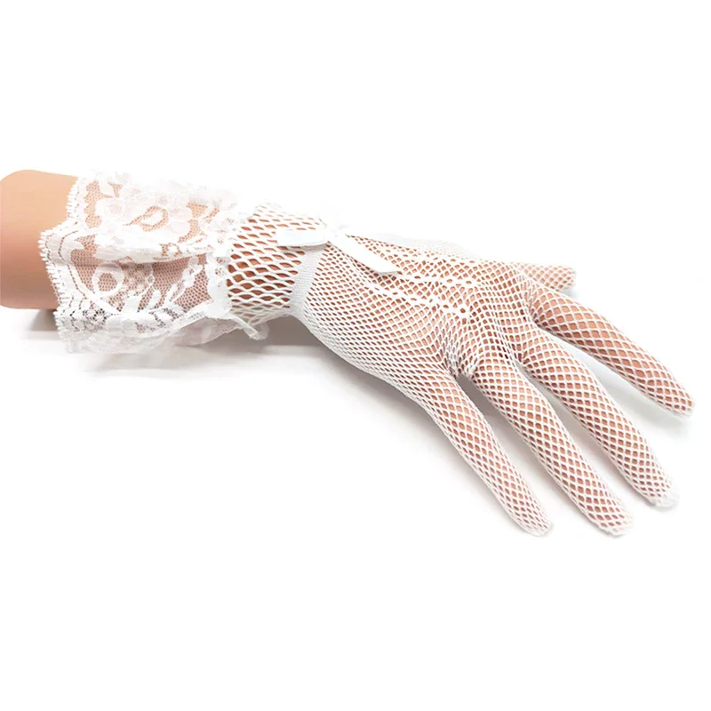 Billionm Store 3 Colors Sexy Print Lace Gloves Pretty Mesh Bride Accessories For Women Evening Party Cosplay Costume Glove 2020 New