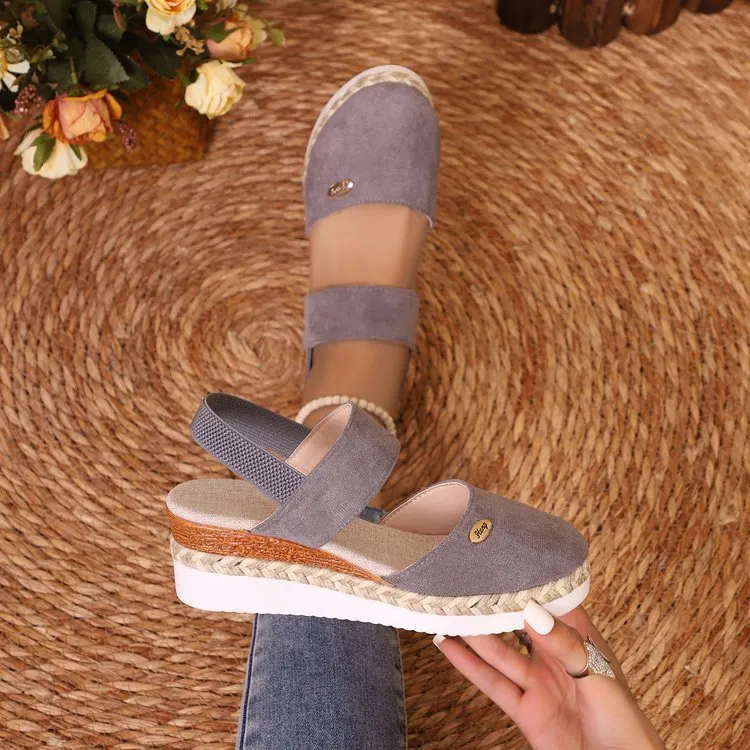 Yyvonne Slope Heel Sandals 2025 Summer New Broadband Head Sandals Women's Shoes