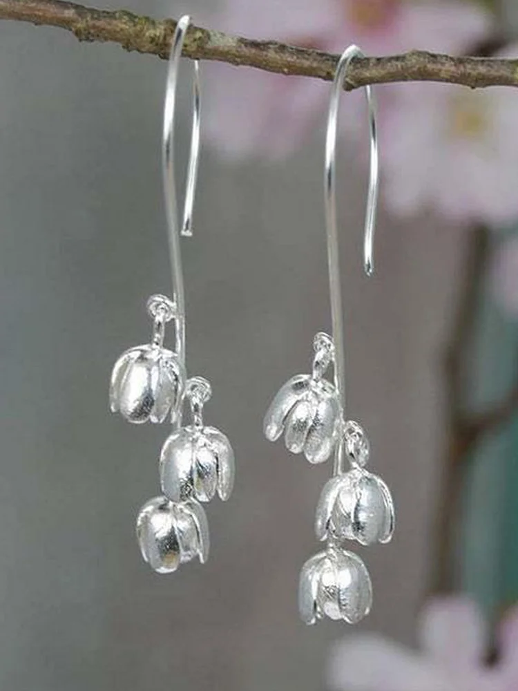 Vintage Silver Hyacinth Flower Earrings